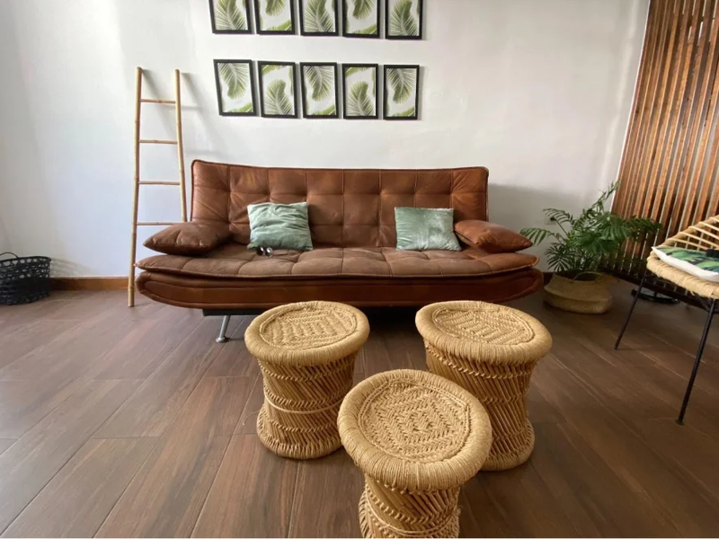 Modern living room with luxury vinyl flooring